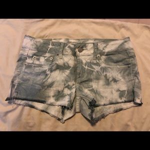Tie dyed jean shorts